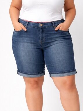 NORTHCREST Blue Denim Jean Shorts Zip Front Size 20W